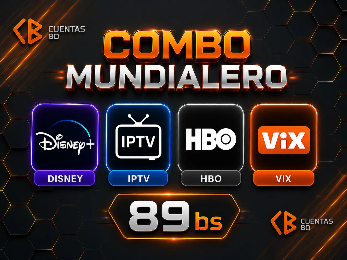 Combo mundialero: Disney + IPTV + HBO Max + Vix | Bolivia