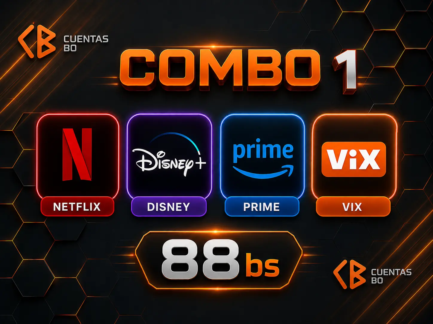 Combo: Netflix + Disney + Prime Video + Vix | Bolivia